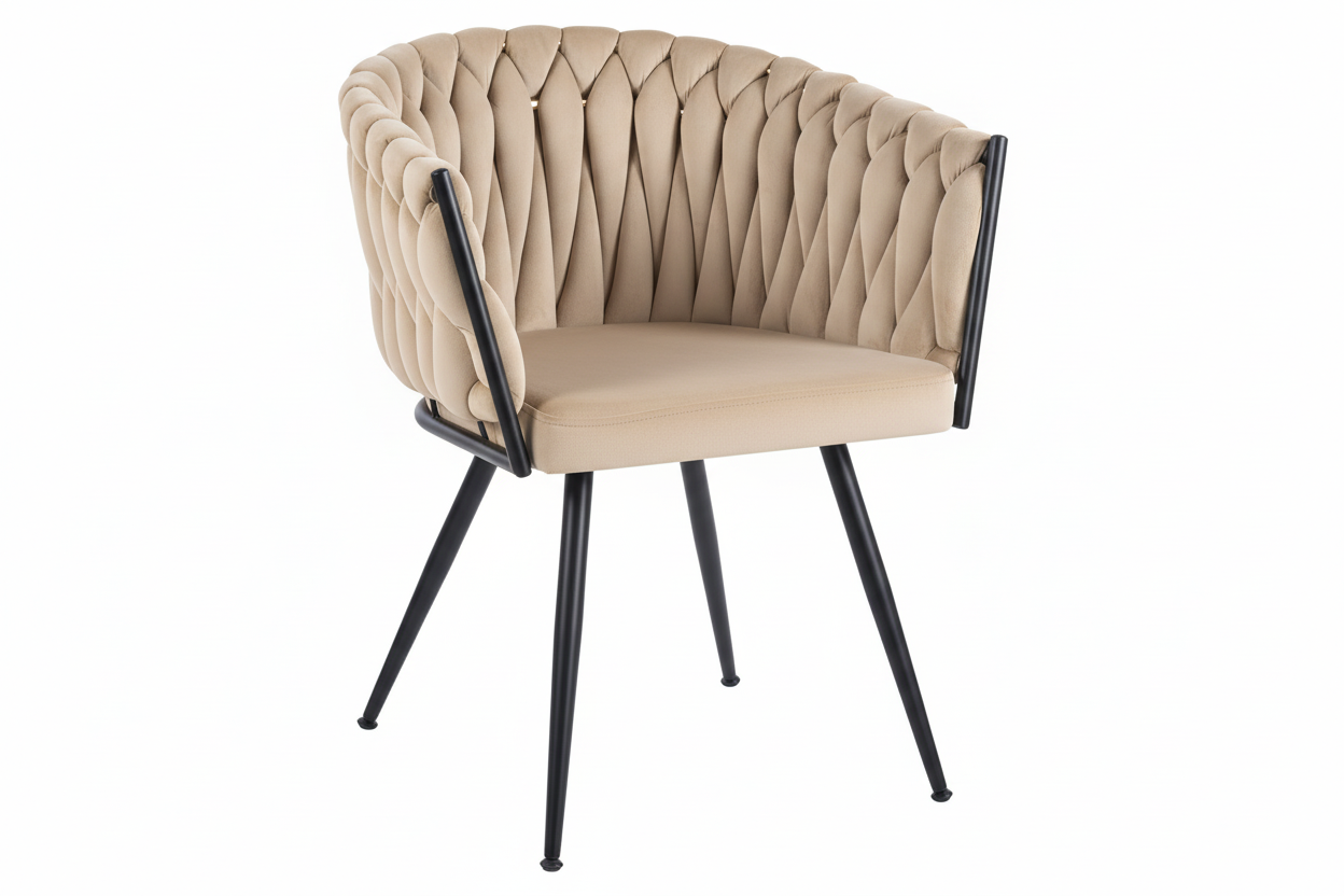 Mirei CH858 Braided Velvet Dining Chair | Metal Legs