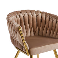 Mirei CH858 Braided Velvet Dining Chair | Metal Legs