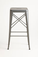 Metal Bar Stool 76cm | Industrial Cross-Back Design | Powder Coated Iron