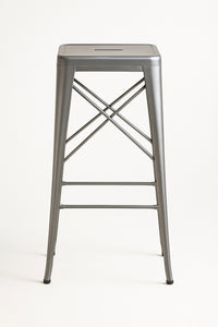 Metal Bar Stool 76cm | Industrial Cross-Back Design | Powder Coated Iron