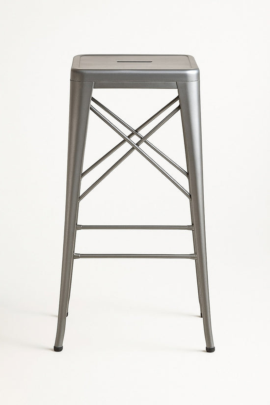 Metal Bar Stool 76cm | Industrial Cross-Back Design | Powder Coated Iron