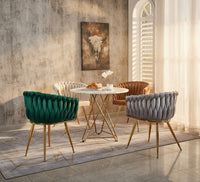 Mirei CH858 Braided Velvet Dining Chair | Metal Legs
