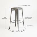 BS029-K/D Metal Bar Stool - Dimensions & Features Infographic
